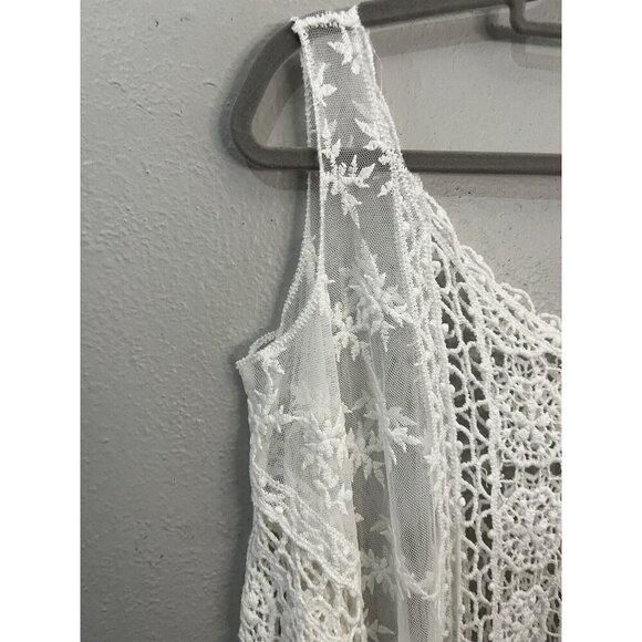 Mudd Blouse Cold Shoulder Lace And Crochet Beige Blouse One Size - Picture 3 of 9